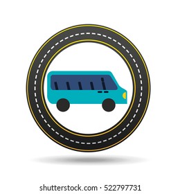 blue bus circle road way design vector illustration eps 10