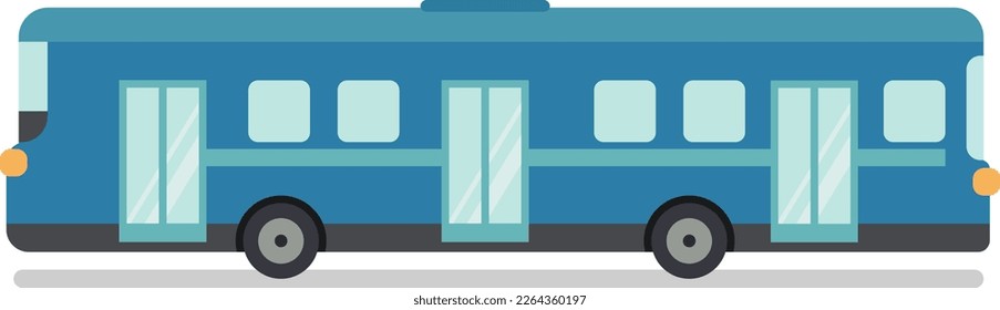 Vector plano de bus azul.Auto de servicio con fondo aislado