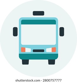 Blue bus front view icon illustration