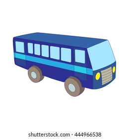 Blue bus icon in cartoon style on a white background