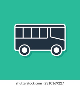 Icono del bus azul aislado en fondo verde. Concepto de transporte. Cartel de transporte de la gira de autobuses. Símbolo de turismo o vehículo público.  Vector