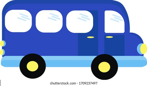Blue bus, illustration, vector on white background