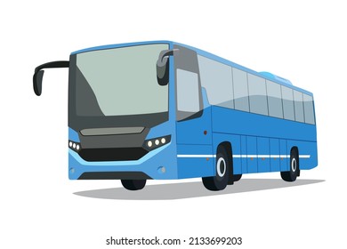 Blue bus isolated on the white background. Vector illustration