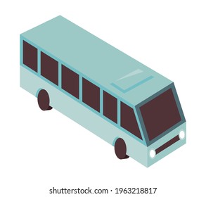 blue bus isometric style icon