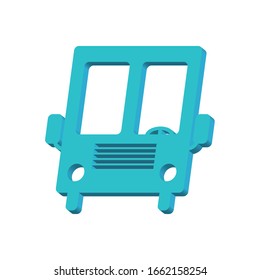 Blauer Bus auf weißem Hintergrund 3d, Vektorillustration