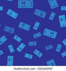 Blue Bus ticket icon isolated seamless pattern on blue background. Public transport ticket.  Vector Illustration