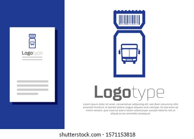 Blue Bus ticket icon isolated on white background. Public transport ticket. Logo design template element. Vector Illustration