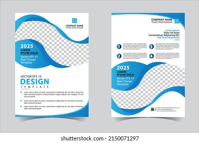 Blue business annual report brochure flyer design template vector, Leaflet cover presentation abstract geometric background, modern publication poster magazine, layout in A4 size