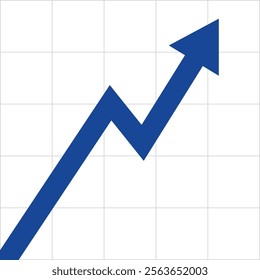 blue business arrow going up to the top vector flat design