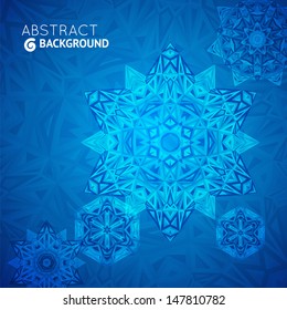 Blue business background, card with triangular design for your presentation