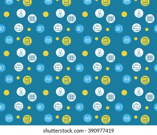 blue business background, seamless pattern with icons