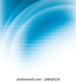 blue business background with stripes and waves, abstract vector illustration