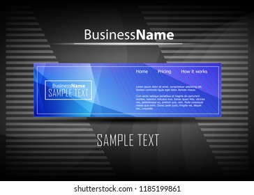 Blue business banner background. Trendy banner on colorful backdrop. Abstract flyer design background.  Web banner, header layout template. Business card template. Abstract flyer design background.