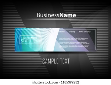 Blue business banner background. Trendy banner on colorful backdrop. Abstract flyer design background.  Web banner, header layout template. Business card template. Abstract flyer design background.