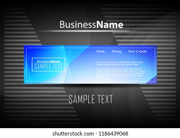 Blue business banner background. Trendy banner on colorful backdrop. Abstract flyer design background.  Web banner, header layout template. Business card template. Abstract flyer design background.