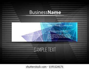 Blue business banner background. Trendy banner on colorful backdrop. Abstract flyer design background.  Web banner, header layout template. Business card template. Abstract flyer design background.