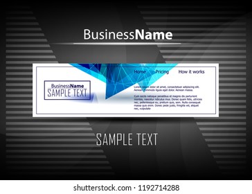 Blue business banner background. Trendy banner on colorful backdrop. Abstract flyer design background.  Web banner, header layout template. Business card template. Abstract flyer design background.