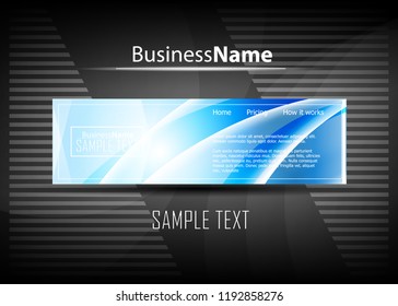 Blue business banner background. Trendy banner on colorful backdrop. Abstract flyer design background.  Web banner, header layout template. Business card template. Abstract flyer design background.