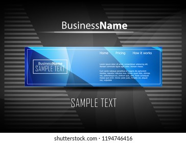 Blue business banner background. Trendy banner on colorful backdrop. Abstract flyer design background.  Web banner, header layout template. Business card template. Abstract flyer design background.