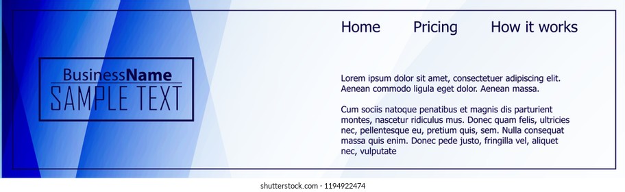 Blue business banner background. Trendy banner on colorful backdrop. Abstract flyer design background.  Web banner, header layout template. Business card template. Abstract flyer design background.