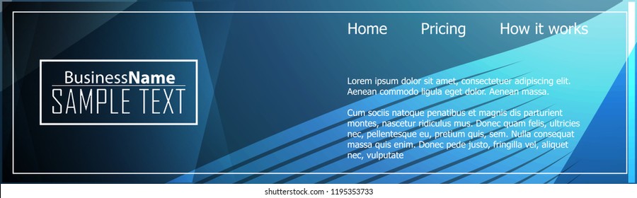 Blue business banner background. Trendy banner on colorful backdrop. Abstract flyer design background.  Web banner, header layout template. Business card template. Abstract flyer design background.