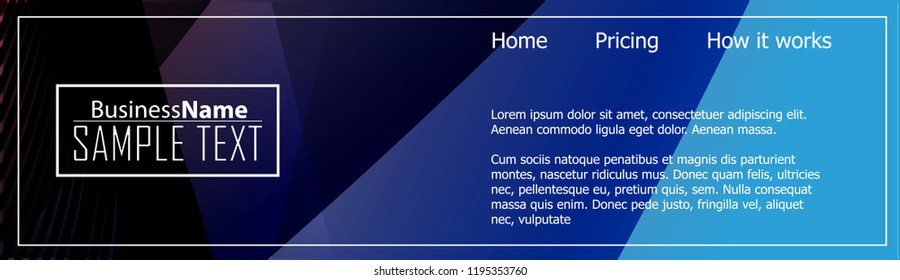 Blue business banner background. Trendy banner on colorful backdrop. Abstract flyer design background.  Web banner, header layout template. Business card template. Abstract flyer design background.