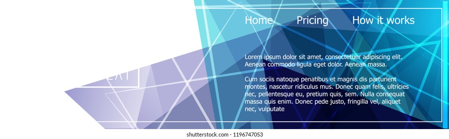 Blue business banner background. Trendy banner on colorful backdrop. Abstract flyer design background.  Web banner, header layout template. Business card template. Abstract flyer design background.