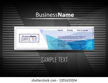 Blue business banner background. Trendy banner on colorful backdrop. Abstract flyer design background.  Web banner, header layout template. Business card template. Abstract flyer design background.