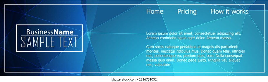 Blue business banner background. Trendy banner on colorful backdrop. Abstract flyer design background.  Web banner, header layout template. Business card template. Abstract flyer design background.