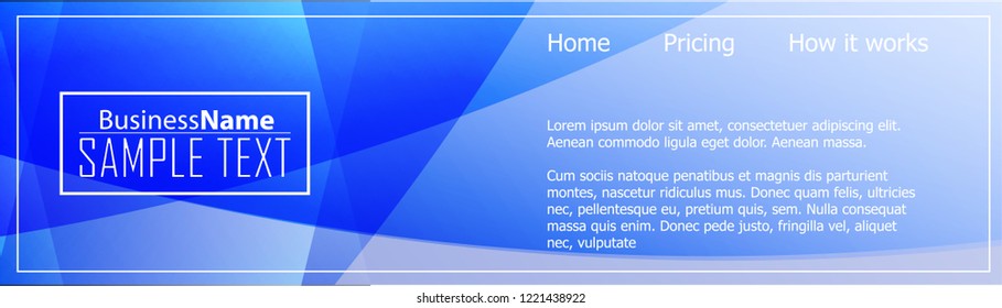 Blue business banner background. Trendy banner on colorful backdrop. Abstract flyer design background.  Web banner, header layout template. Business card template. Abstract flyer design background.