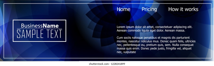 Blue business banner background. Trendy banner on colorful backdrop. Abstract flyer design background.  Web banner, header layout template. Business card template. Abstract flyer design background.