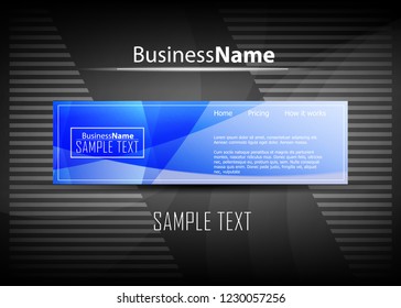 Blue business banner background. Trendy banner on colorful backdrop. Abstract flyer design background.  Web banner, header layout template. Business card template. Abstract flyer design background.
