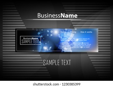 Blue business banner background. Trendy banner on colorful backdrop. Abstract flyer design background.  Web banner, header layout template. Business card template. Abstract flyer design background.