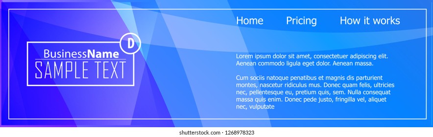 Blue business banner background. Trendy banner on colorful backdrop. Abstract flyer design background.  Web banner, header layout template. Business card template. Abstract flyer design background.