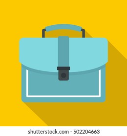 Blue business briefcase icon. Flat illustration of business briefcase vector icon for web isolated on yellow background