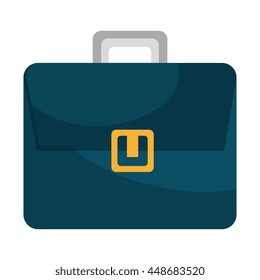 Blue business briefcase isolated flat icon, vector illustration graphic.