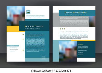 Blue business brochure flyer design print template, vector leaflet layout, annual report cover