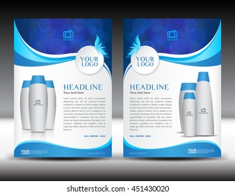 Blue business brochure flyer template design, newsletter,  magazine ads, cosmetics flyer, advertisement, leaflet, poster, annual report, cover template, booklet, beauty brochure template vector