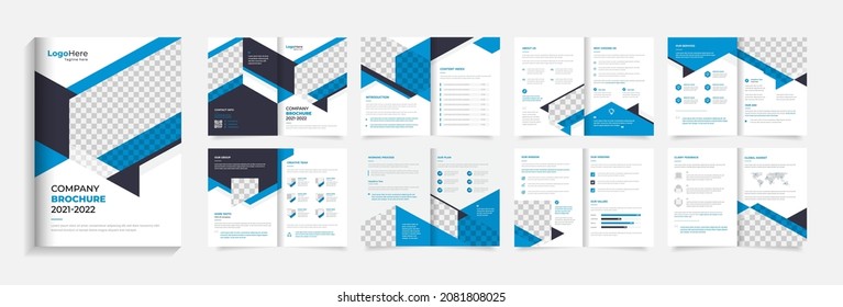 Blue Business brochure template layout, professional corporate profile vector