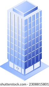 blue business building isometric vector object