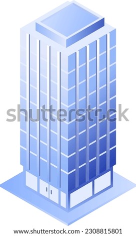 blue business building isometric vector object