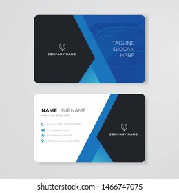 Blue Business Card Clean Design Vector Template