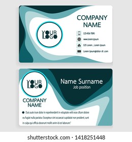 blue business card design layout template vector. Easy to use and edit