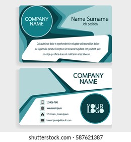 Blue business card design layout template vector. Easy to use and edit.