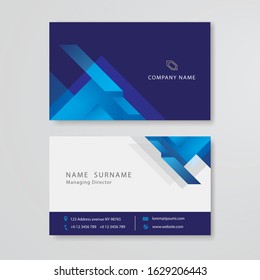 Blue business card flat design vector template