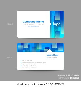 blue business card, membership card, VIP club card template with abstract rectangle shape graphic element on white background. modern design.