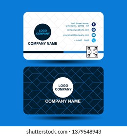 Blue Business card template. hexagonal background illustration