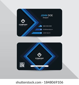 Blue business card template. Modern flat design name card concept.