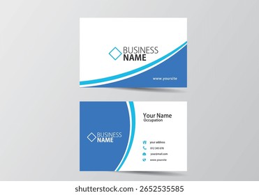  blue business card. visiting card template two sides 