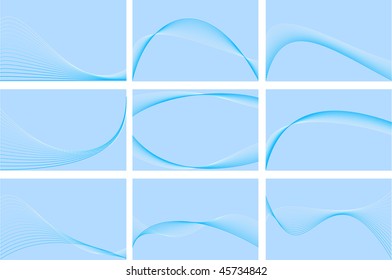 Blue business cards collection. Vector illustration